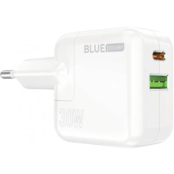 BLUE Power Incarcator Retea BLUE Power BC111A, 30W, 3A, 1 x USB-A - 1 x USB-C, Alb