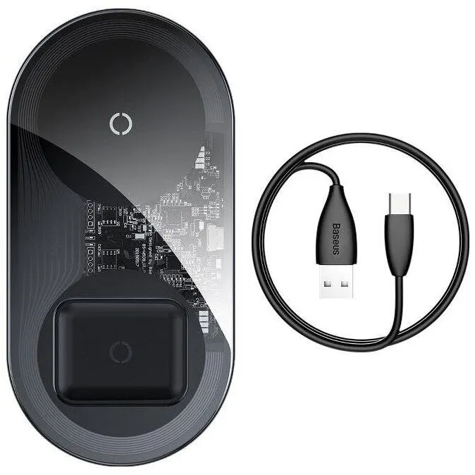 BASEUS Incarcator Wireless Baseus WXJK-A01 2-IN-1 18W, Black