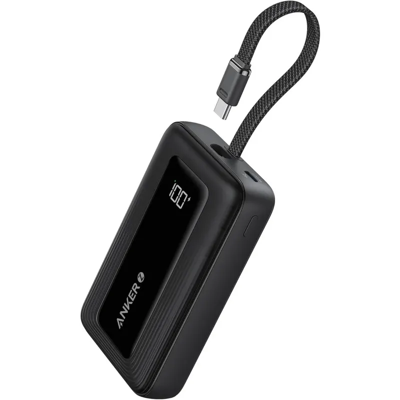 Anker Acumulator extern Anker Zolo 10.000 mAh, 30W, 1x USB-C, 1x USB-A, cablu USB-C incorporat, Negru