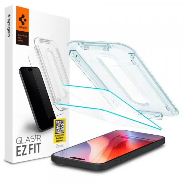 Spigen Folie de protectie Ecran Spigen GlastR EZ FIT pentru Apple iPhone 18 Pro Max / 17 Pro Max, Sticla Securizata, Full Glue, Set 2 bucati AGL07907
