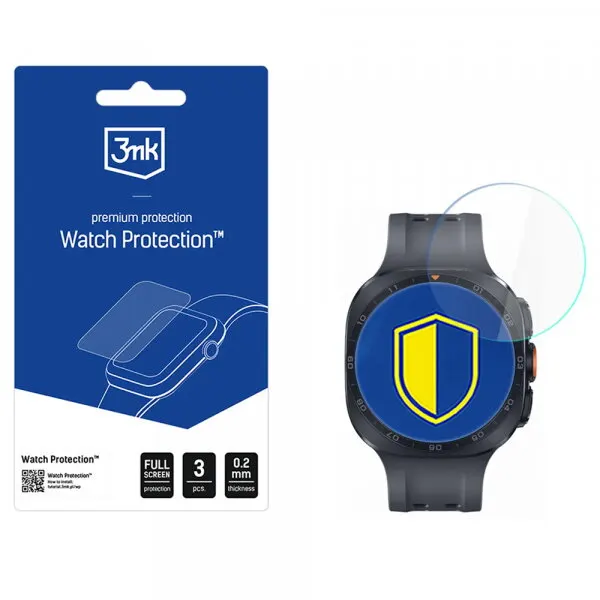 FlexibleGlass Folie Protectie 3MK FlexibleGlass pentru Samsung Galaxy Watch Ultra2, Set 3 bucati, Sticla Flexibila