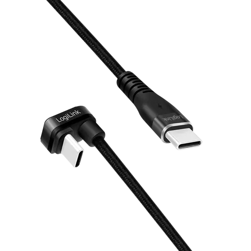 Cablu alimentare si date LOGILINK, pentru smartphone, USB 2.0, USB Type-C (T) la USB Type-C (T) la 180 grade, 3m, Negru