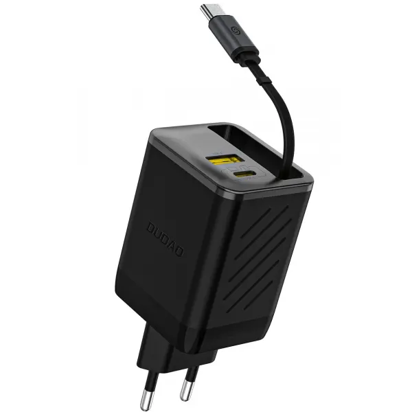 Dudao Incarcator Retea Cu Cablu USB-C Dudao A67EU, 67W, 3.35A, 1 x USB-A - 1 x USB-C, Negru
