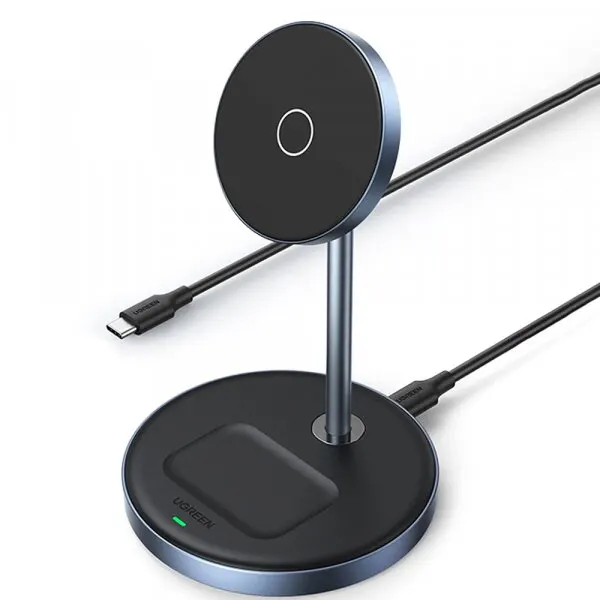Ugreen Incarcator Retea Wireless UGREEN CD317 2in1, 20W, 1.67A, Negru