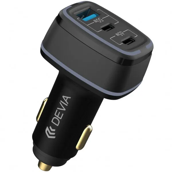 DEVIA Incarcator Auto DEVIA Extreme, 115W, 3A, 1 x USB-A - 2 x USB-C, Negru