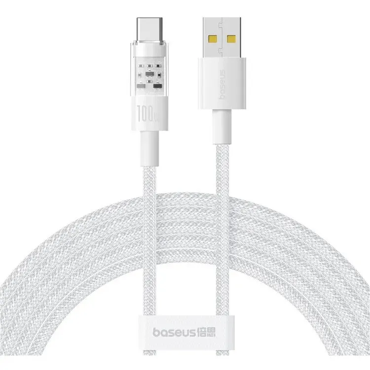 BASEUS CABLU alimentare si date Baseus Gem, Fast Charging Data Cable pt. smartphone, USB la USB Type-C 100W, 1m, Alb P10373002211-00