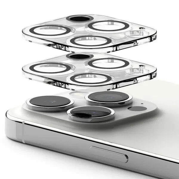 Ringke Folie de protectie Camera Spate Ringke pentru Apple iPhone 15 Pro, Sticla Securizata, Set 2 bucati, Transparenta