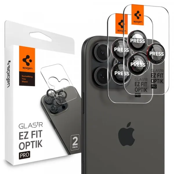 Spigen Folie de protectie Camera Spate Spigen GlastR EZ FIT Optik Pro pentru Apple iPhone 17 Pro Max, Sticla Securizata, Set 2 bucati, Rosie AGL05217