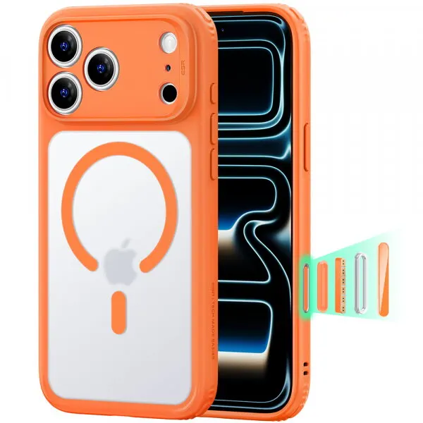 ESR Husa MagSafe pentru Apple iPhone 18 Pro Max / 17 Pro Max, ESR, Classic Hybrid, Portocalie Satinata