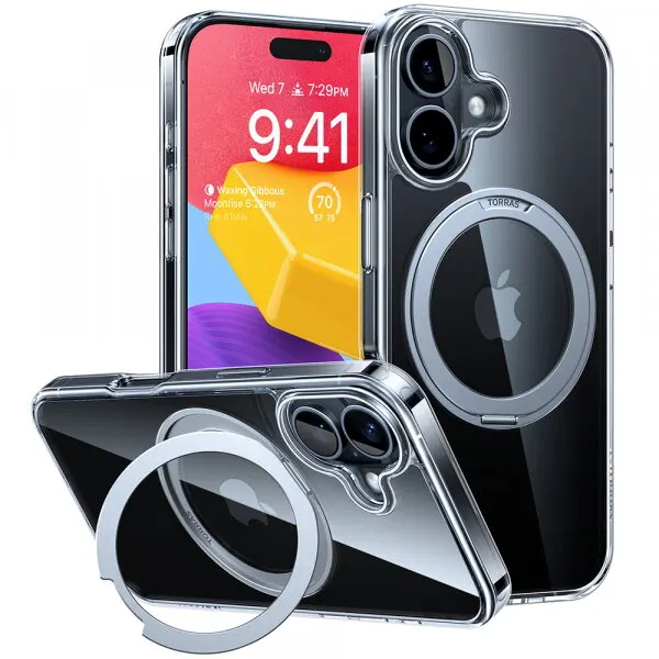 Torras Husa MagSafe pentru Apple iPhone 16, Torras, Ostand Pro, Transparenta