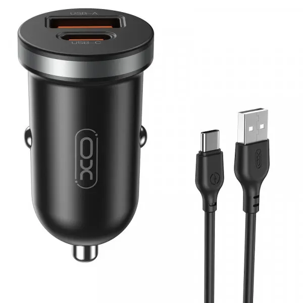XO Design Incarcator Auto Cu Cablu USB-C XO Design CC56, 30W, 3A, 1 x USB-A - 1 x USB-C, Negru