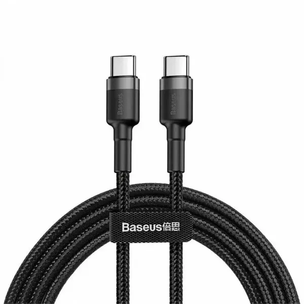BASEUS Cablu Date si Incarcare USB-C - USB-C Baseus Cafule, 60W, 2m, Set 3 bucati, Negru S0TV002132