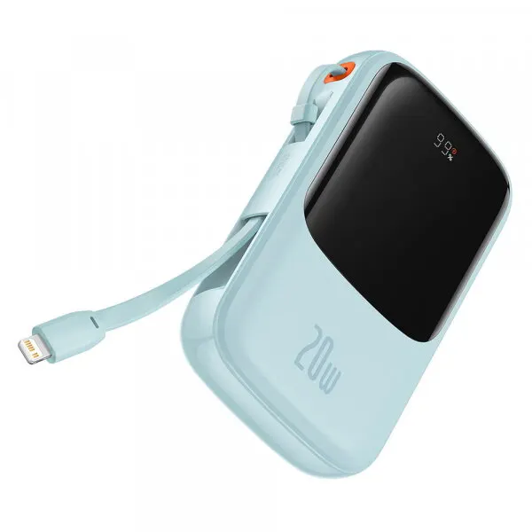 BASEUS Baterie Externa Baseus Qpow Pro, 20000mAh, 20W, QC + PD, 1 x Lightning - 1 x USB-A - 1 x USB-C, Albastra
