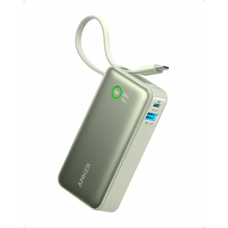 Anker Acumulator extern Anker Nano 545, 10000 mAh, 30W, USB-C, USB-A, cablu USB-C incorporat, Verde