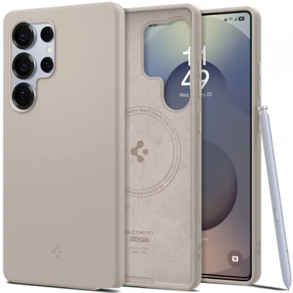 Spigen Husa MagSafe pentru Samsung Galaxy S25 Ultra S938, Spigen, Silicone Fit, Bej ACS09165