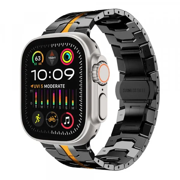 techsuit Curea Techsuit W063 pentru Apple Watch 49mm / 46mm / 45mm / 44mm / 42mm Series, Neagra Portocalie