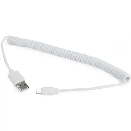 Cablu alimentare si date Gembird CC-mUSB2C-AMBM-6-W, USB 2.0 (T) la Micro-USB 2.0 (T), 1.8m, spiralat, conectori auriti, Alb