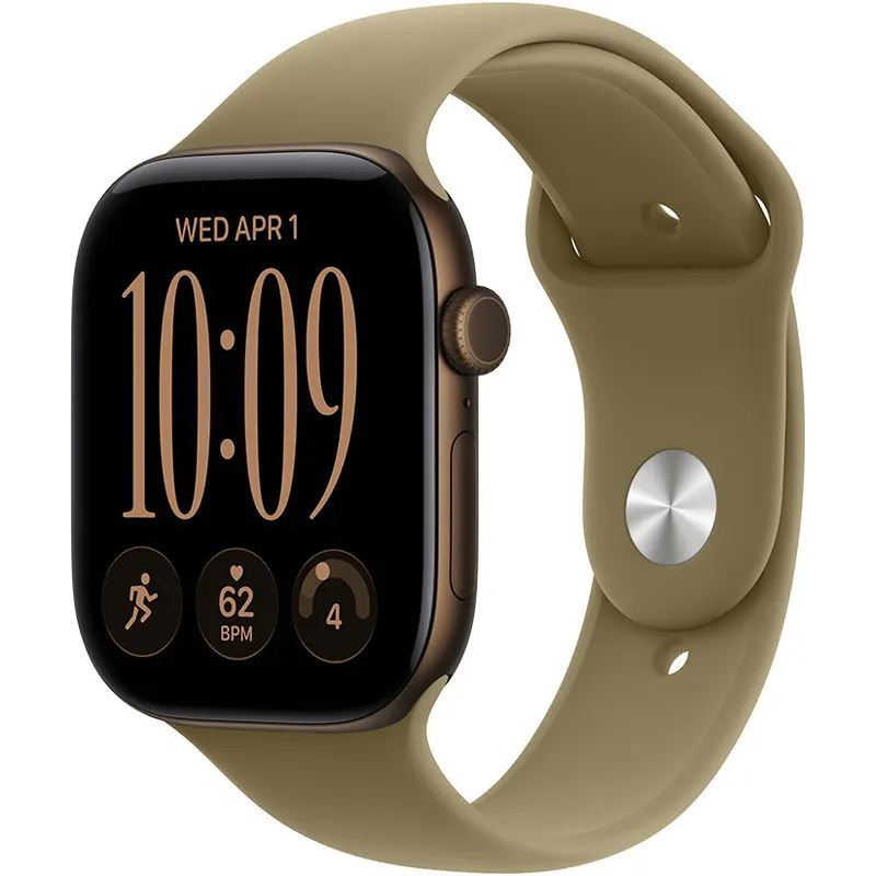 Apple Ceas smartwatch Apple Watch Series 12, GPS + Cellular, 46mm, aluminiu, Sport Band Olive M/L, Bronz inchis