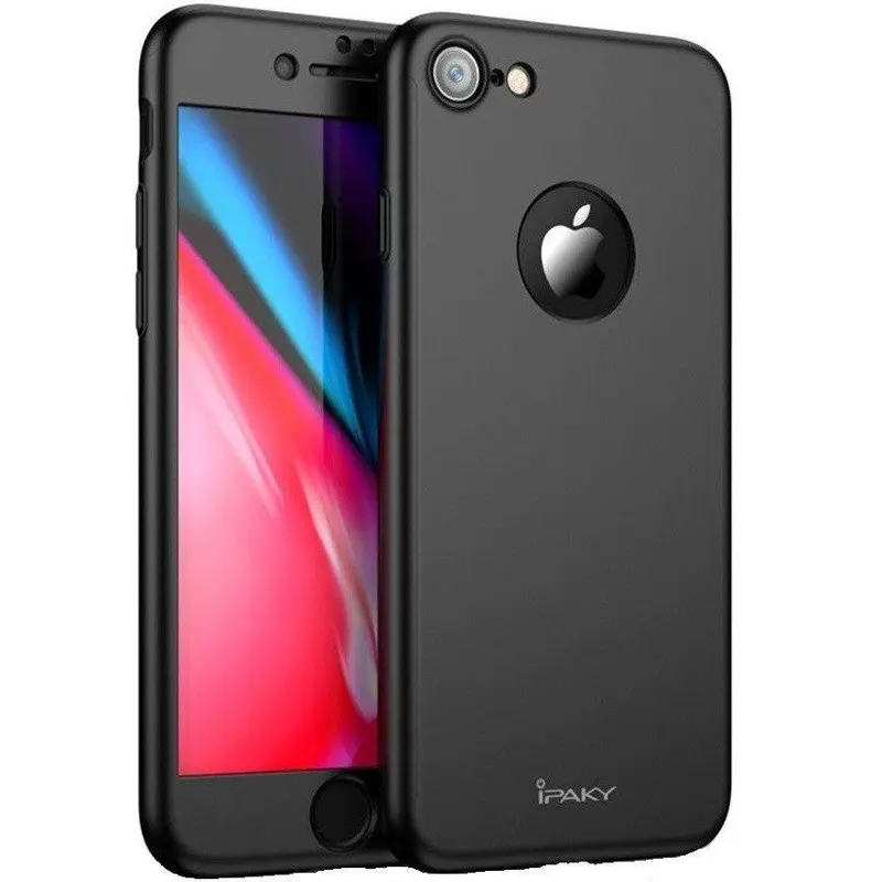 Apple, Husa Apple iPhone 8 Plus IPAKY Full Cover 360 Negru + Folie Cadou