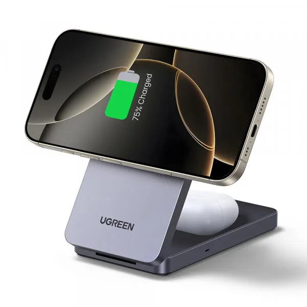Ugreen Incarcator Retea Wireless UGREEN W528 2in1, 20W, 1.67A, Negru