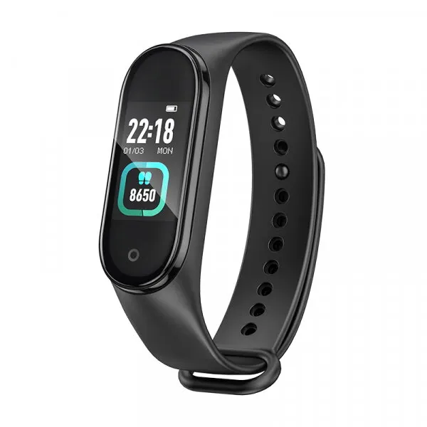HOCO Bratara Fitness HOCO GA08, Notificari apeluri si mesaje, Control muzica si camera, Pedometru, Calorii, Monitor de somn, Negru