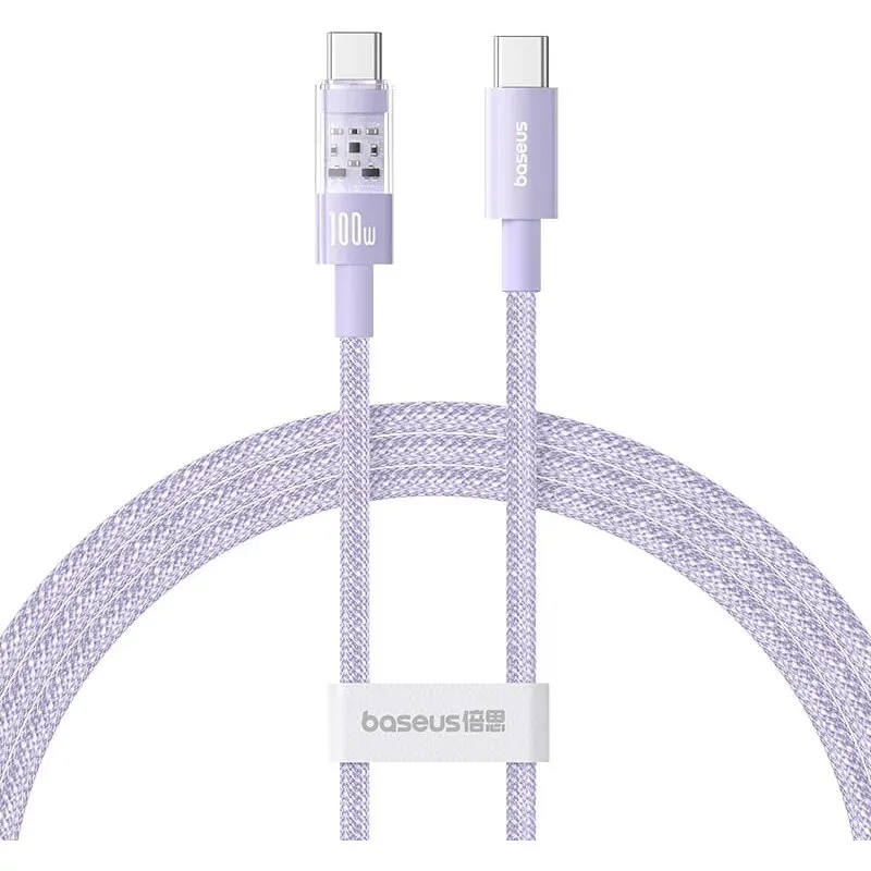 BASEUS CABLU alimentare si date Baseus Gem, Fast Charging Data Cable pt. smartphone, USB Type-C la USB Type-C 100W, 1m, Mov P10373000511-00