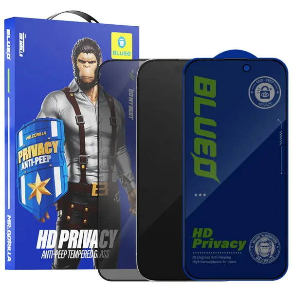 Blueo Folie de protectie Ecran Privacy Blueo Anti-Peep pentru Apple iPhone 12 Pro Max, Sticla Securizata, Full Glue