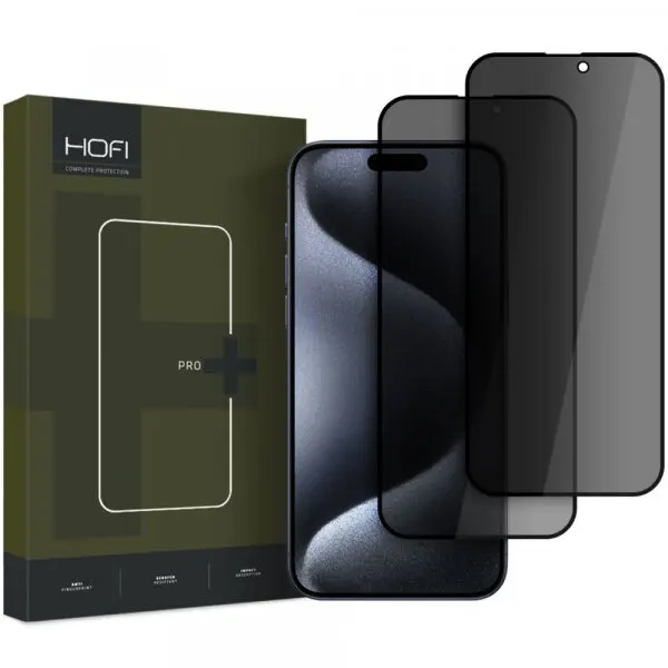 HOFI Folie de protectie Ecran Privacy HOFI Glass PRO+ pentru Apple iPhone 16 Pro Max, Sticla Securizata, Full Glue, Set 2 bucati, 2.5D