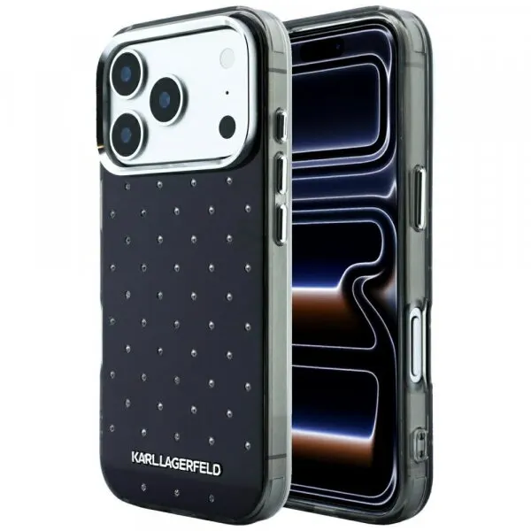 Karl Lagerfeld Husa pentru Apple iPhone 18 Pro Max / 17 Pro Max, Karl Lagerfeld, IML Rhinestones and Electroplated Logo, Neagra