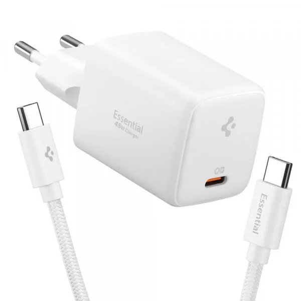 Spigen Incarcator Retea Cu Cablu USB-C Spigen EE451EU Essential, 45W, 3A, 1 x USB-C, Alb ACH09473