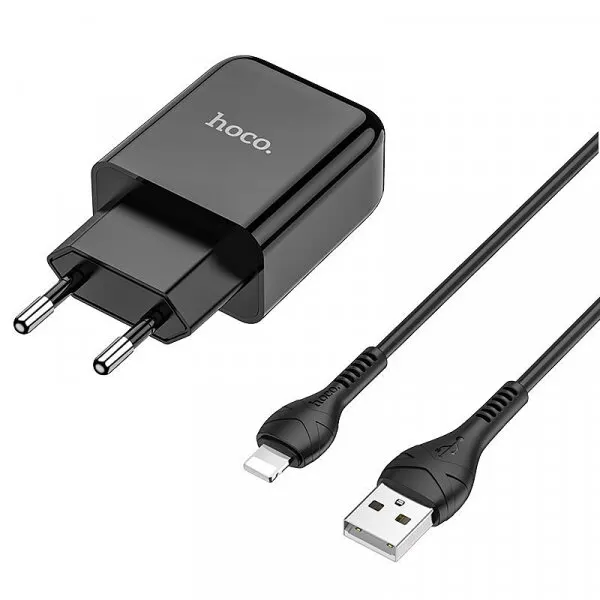 HOCO Incarcator Retea cu Cablu Lightning HOCO N2, 10W, 2A, 1 x USB-A, Negru