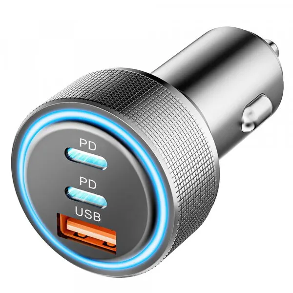 techsuit Incarcator Auto Techsuit C6 DriveBoost, 60W, 3A, 1 x USB-A - 2 x USB-C, Argintiu