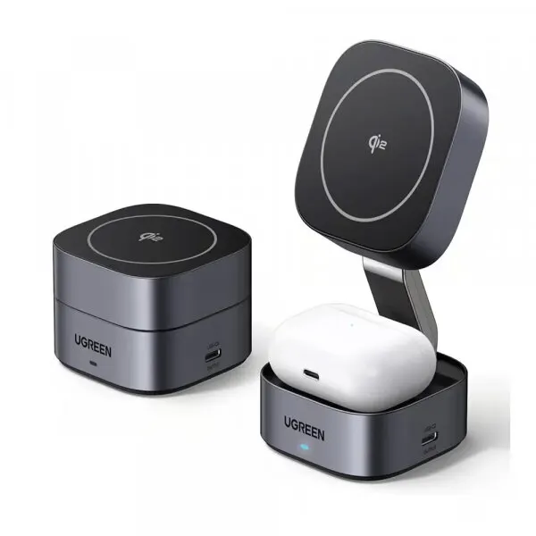 Ugreen Incarcator Retea Wireless UGREEN W702 3in1, 20W, 1.67A, 1 x USB-C, Negru