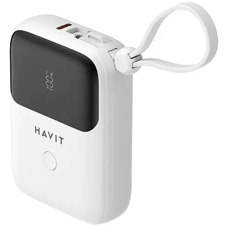 HAVIT Power bank Havit PB5215, 10000 mAh, 2 porturi USB tip C, Alb