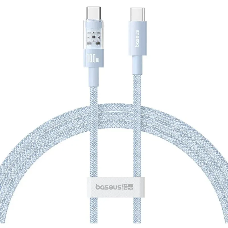 BASEUS CABLU alimentare si date Baseus Gem, Fast Charging Data Cable pt. smartphone, USB Type-C la USB Type-C 100W, 1m, Albastru P10373000311-00