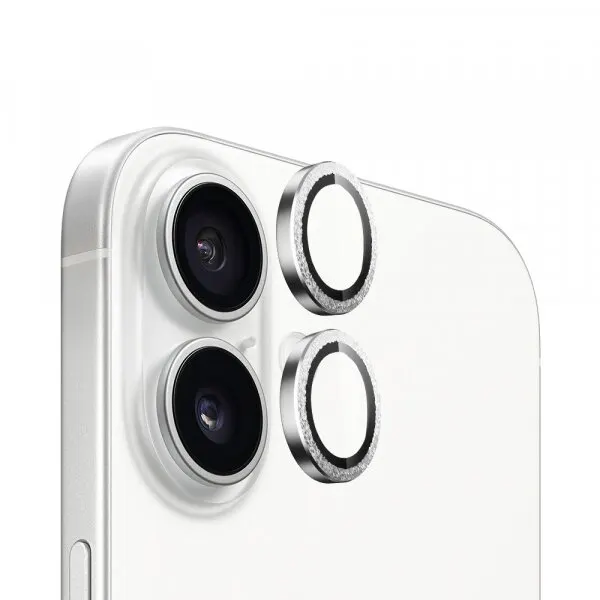 Blueo Folie de protectie Camera Spate Blueo Metal Frame pentru Apple iPhone 16 Plus / 16, Sticla Securizata, Argintie