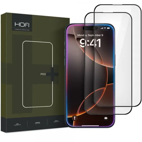 HOFI Folie de protectie Ecran HOFI Glass PRO+ pentru Apple iPhone 16 Pro, Sticla Securizata, Full Glue, Set 2 bucati, 2.5D, Neagra