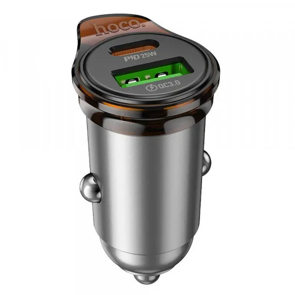 HOCO Incarcator Auto HOCO NZ16A, 43W, 3A, 1 x USB-A - 1 x USB-C, Gri