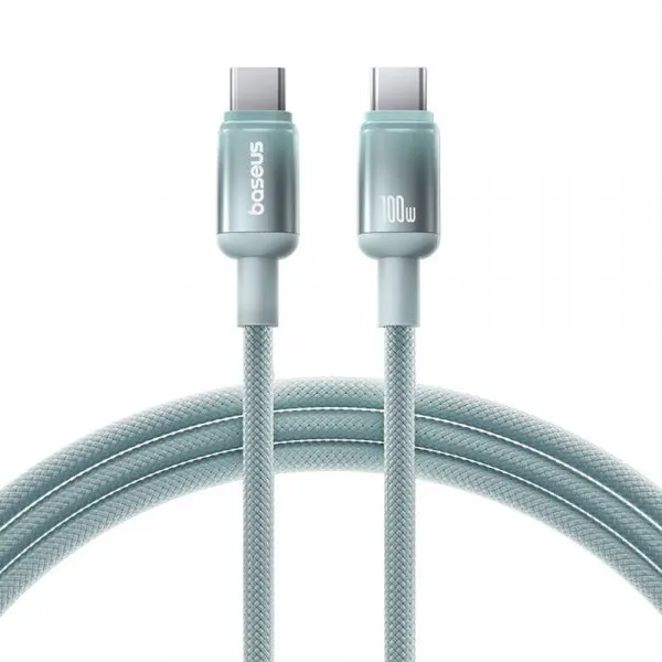 BASEUS Cablu Date si Incarcare USB-C - USB-C Baseus Discolor, 100W, 1m, Albastru Verde E0420702