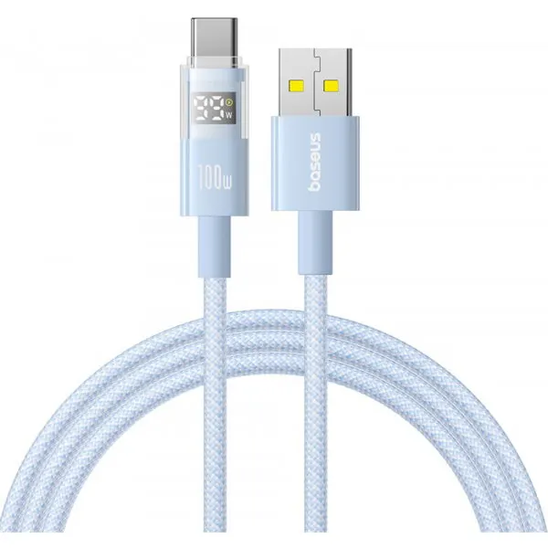 BASEUS Cablu Date si Incarcare USB-A - USB-C Baseus Display 2, 100W, 2m, Albastru P10382701311-01