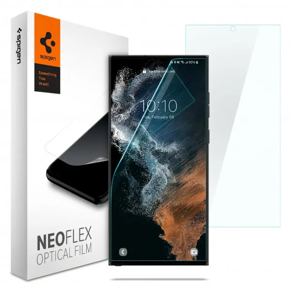 Spigen Folie de protectie Ecran Spigen Neo Flex pentru Samsung Galaxy S22 Ultra 5G S908, Plastic, Set 2 bucati AFL04137