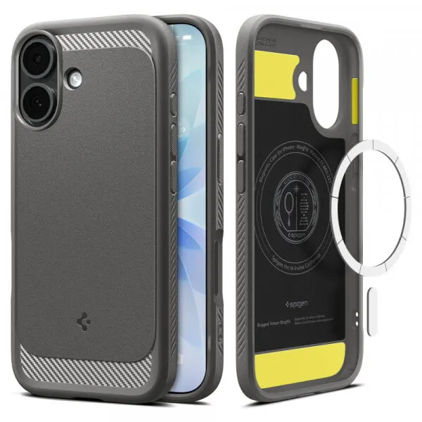 Spigen Husa MagSafe pentru Apple iPhone 17, Spigen, Rugged Armor, Gri ACS10368