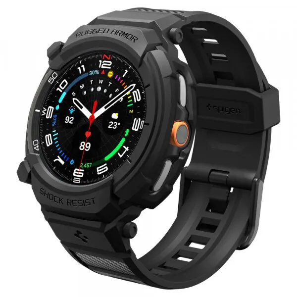 Spigen Husa Spigen Rugged Armor Pro pentru Samsung Galaxy Watch8 Classic, Neagra Mata ACS10013
