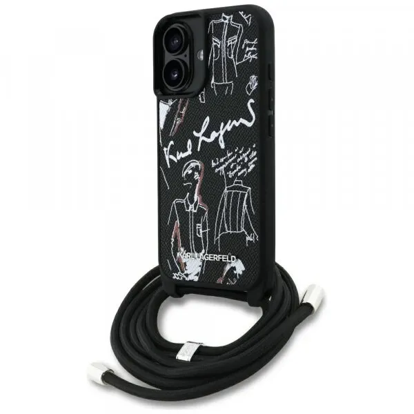 Karl Lagerfeld Husa MagSafe pentru Apple iPhone 16, Karl Lagerfeld, Saffiano Crossbody, Neagra