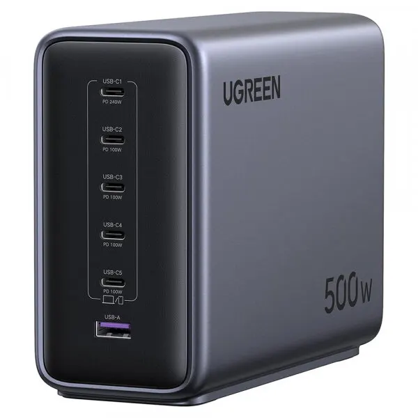 Ugreen Incarcator Statie UGREEN Nexode X759 (55550B), 500W, 5A, 1 x USB-A - 5 x USB-C, Gri
