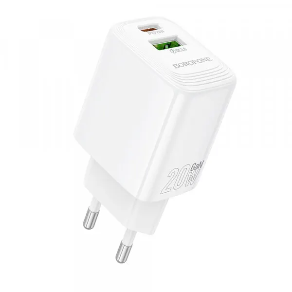 Borofone Incarcator Retea Borofone BN27 Fuente, 20W, 3A, 1 x USB-A - 1 x USB-C, Alb
