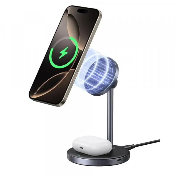 Ugreen Incarcator Retea Wireless UGREEN W710 3in1, 20W, 1.67A, 1 x USB-C, Negru
