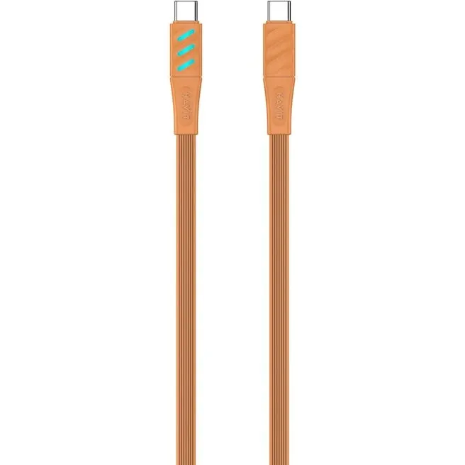 HAVIT Cablu de date si incarcare Havit CB6254, USB Type C (T) la USB Type C (T), Lungime1 m, Portocaliu