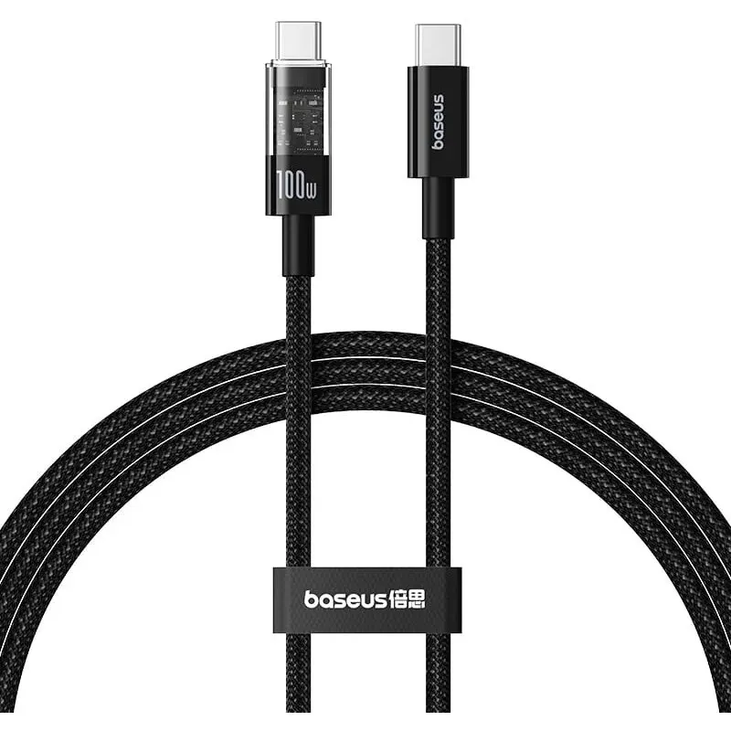 BASEUS Cablu de date Baseus Gem, USB-C male - USB-C male, 1m, Black