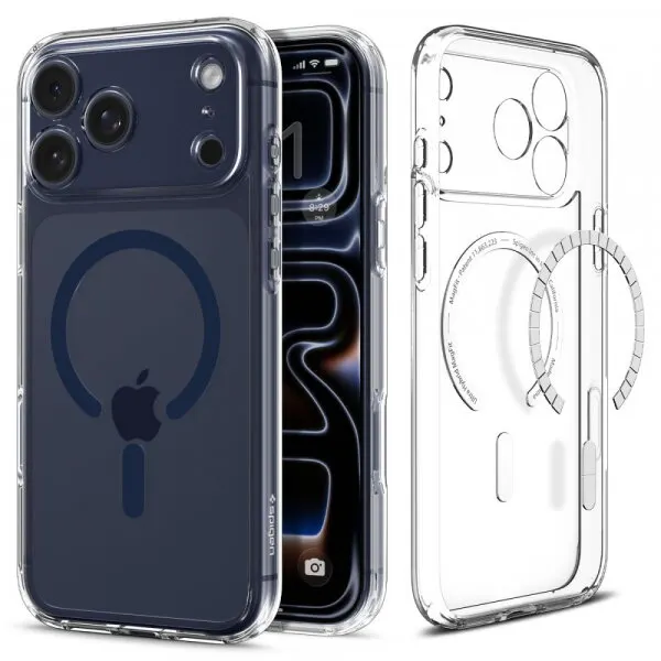 Spigen Husa MagSafe pentru Apple iPhone 17 Pro, Spigen, Ultra Hybrid, Transparenta Bleumarin ACS11111